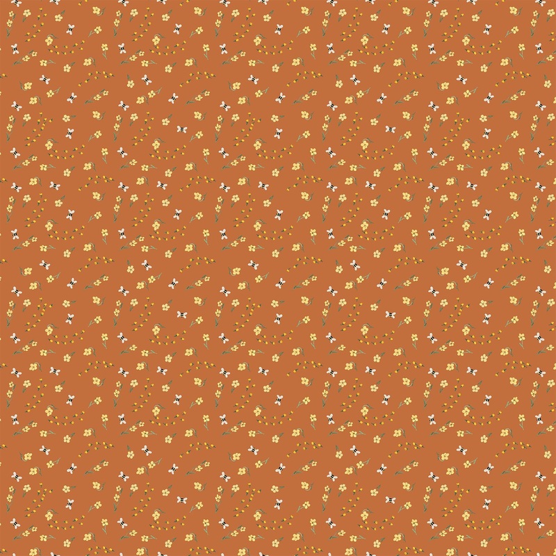 Eden Bees Gold-Fat Quarter 18"x22" & Half Yard 18"x44" & Full yard 36"x44"
