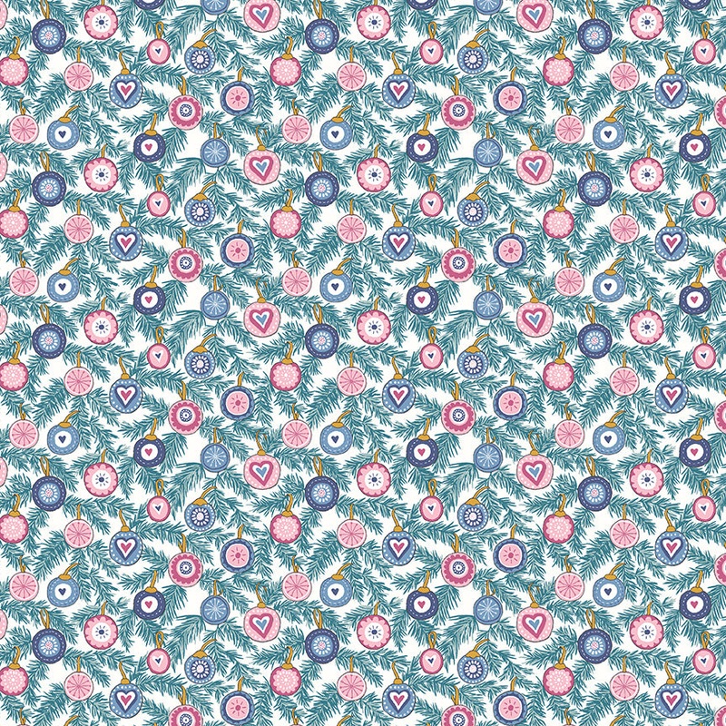 Festive Baubles B-Fat Quarter 18"x22" & Half Yard 18"x44" & Full yard 36"x44"