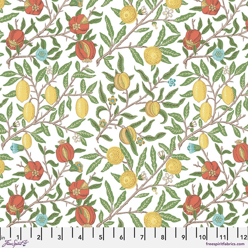 Fruit White-Fat Quarter 18"x22" & Half Yard 18"x44" & Full yard 36"x44"