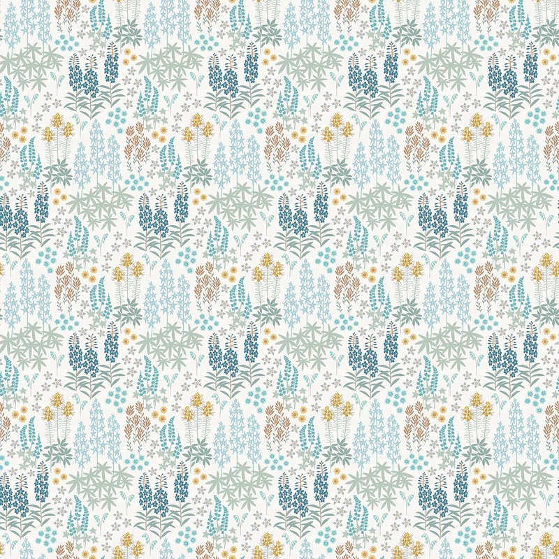 Horizon Wild Flowers White-Fat Quarter 18"x22" & Half Yard 18"x44" & Full yard 36"x44"