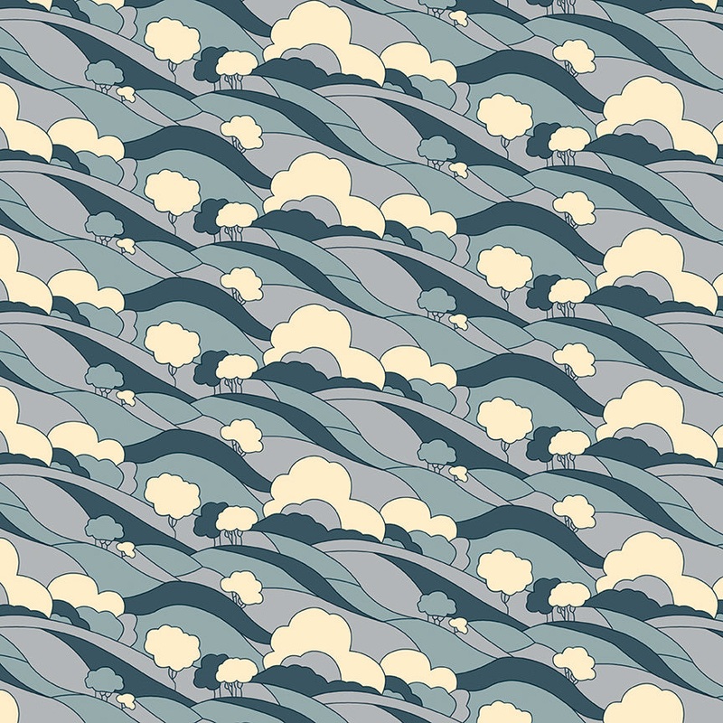 Misty Morning Hillside A-Fat Quarter 18"x22" & Half Yard 18"x44" & Full yard 36"x44"