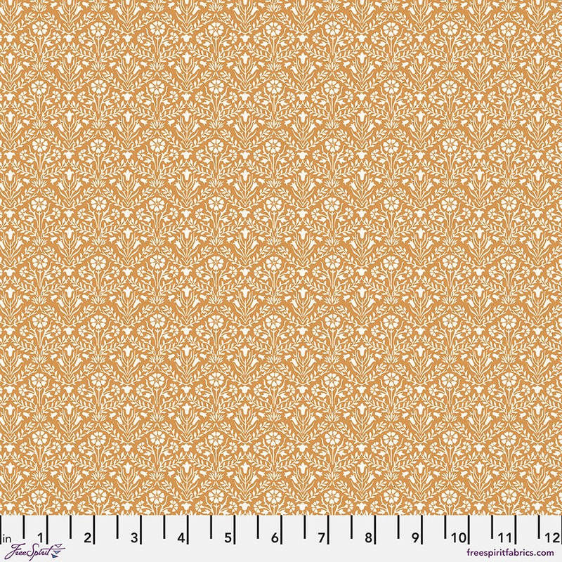 Small Bellflowers yellow-Fat Quarter 18"x22" & Half Yard 18"x44" & Full yard 36"x44"