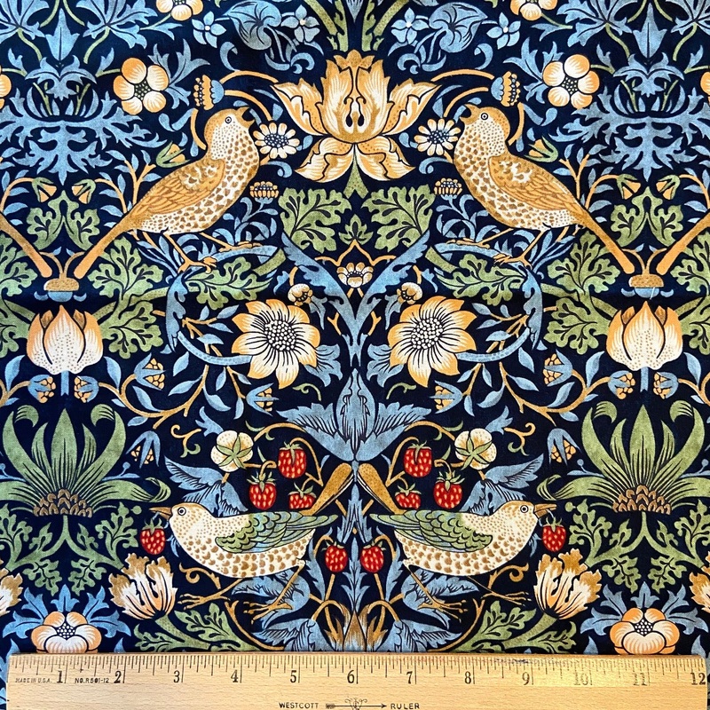 The Strawberry Thief Blue-Fat Quarter 18"x22" & Half Yard 18"x44" & Full yard 36"x44"