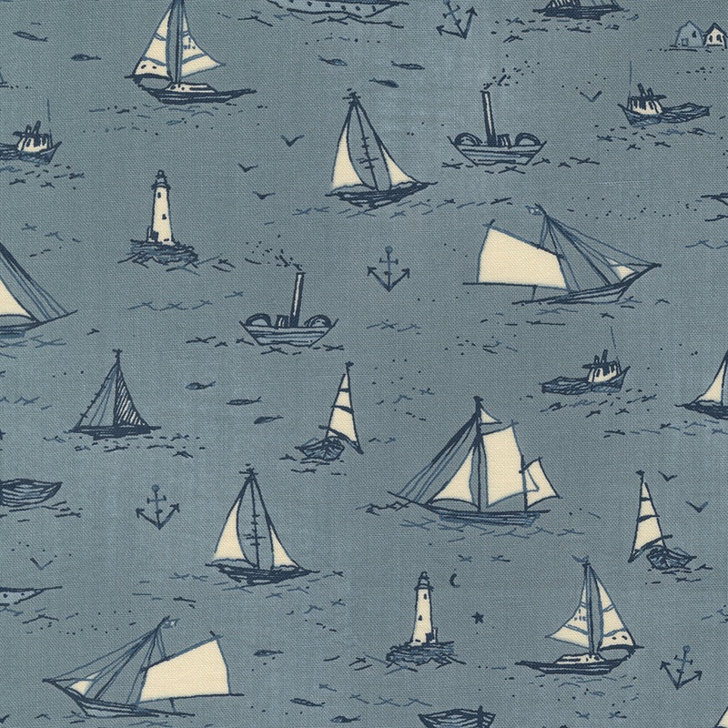 To the Sea-Boats-Fat Quarter 18"x22" & Half Yard 18"x44" & Full yard 36"x44"