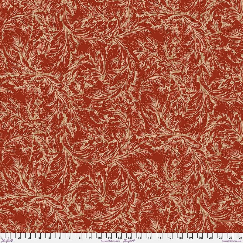 Acathus Scroll Red-Fat Quarter 18"x22" & Half Yard 18"x44" & Full yard 36"x44"