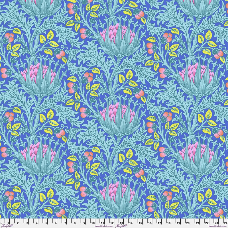 Artichoke Blue KaffeXMorris-Fat Quarter 18"x22" & Half Yard 18"x44" & Full yard 36"x44"