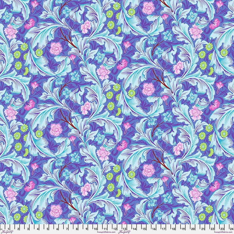 Leicester cobalt KaffeXMorris-Fat Quarter 18"x22" & Half Yard 18"x44" & Full yard 36"x44"