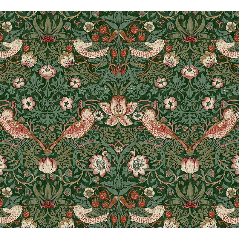 Medium Strawberry Thief Green-Fat Quarter 18"x22" & Half Yard 18"x44" & Full yard 36"x44"
