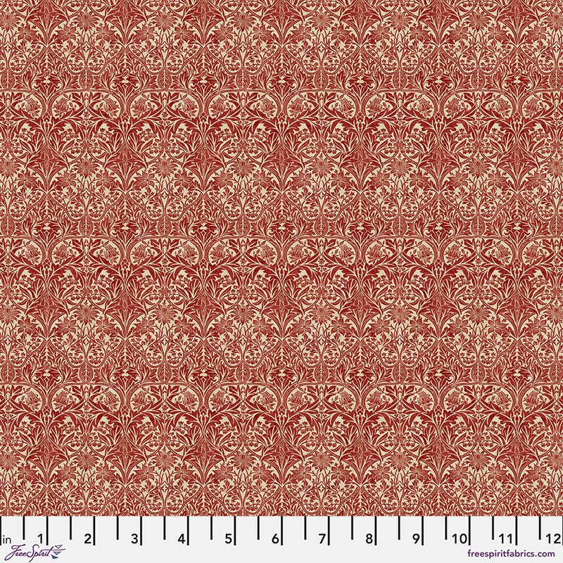 Mini Bluebell Red-Fat Quarter 18"x22" & Half Yard 18"x44" & Full yard 36"x44"