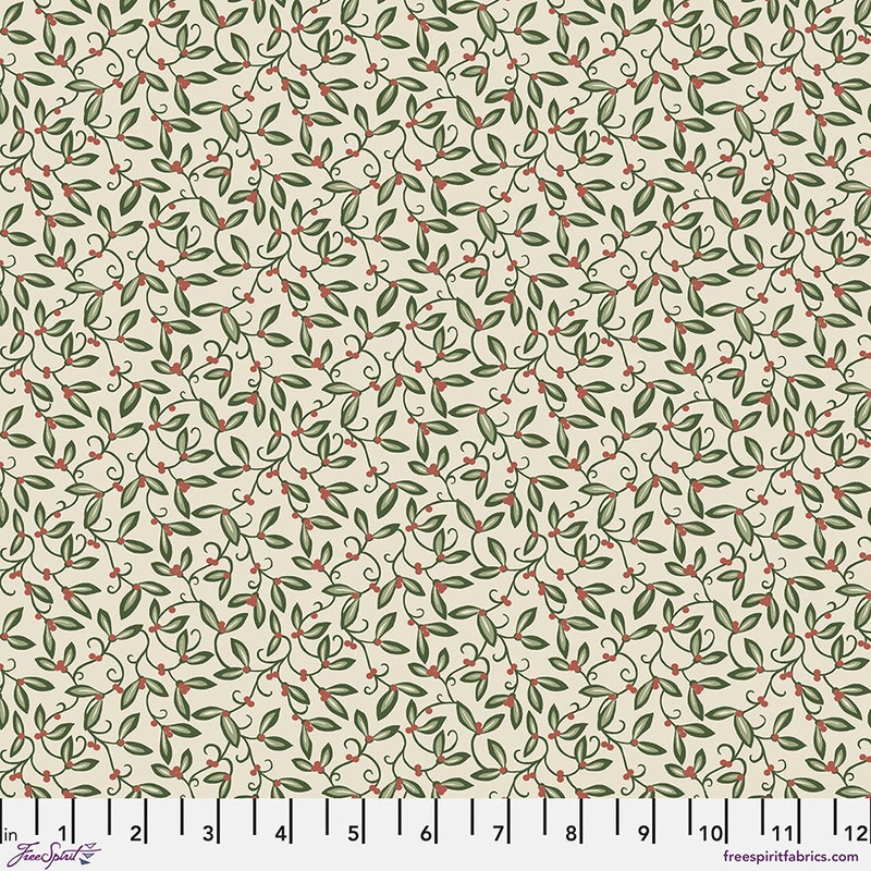 Mistletoe Cream-Fat Quarter 18"x22" & Half Yard 18"x44" & Full yard 36"x44"