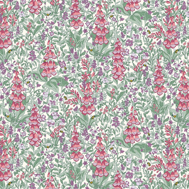 Mull Foxgloves-Fat Quarter 18"x22" & Half Yard 18"x44" & Full yard 36"x44"