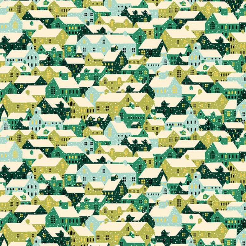 Snowy rooftops A-Fat Quarter 18"x22" & Half Yard 18"x44" & Full yard 36"x44"