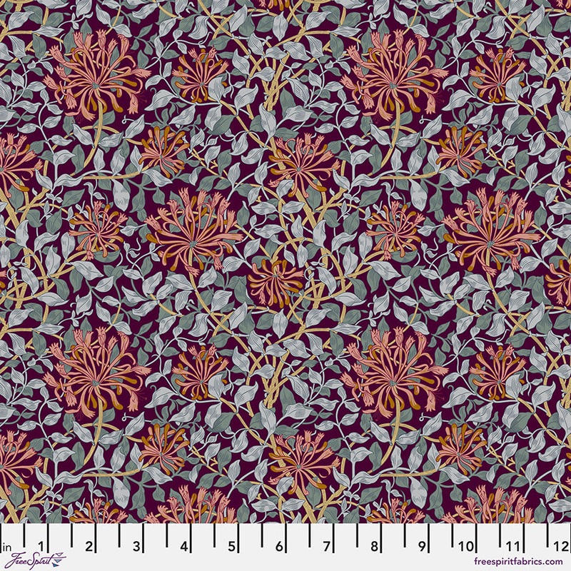 Honeysuckle Mulberry-Fat Quarter 18"x22" & Half Yard 18"x44" & Full yard 36"x44"