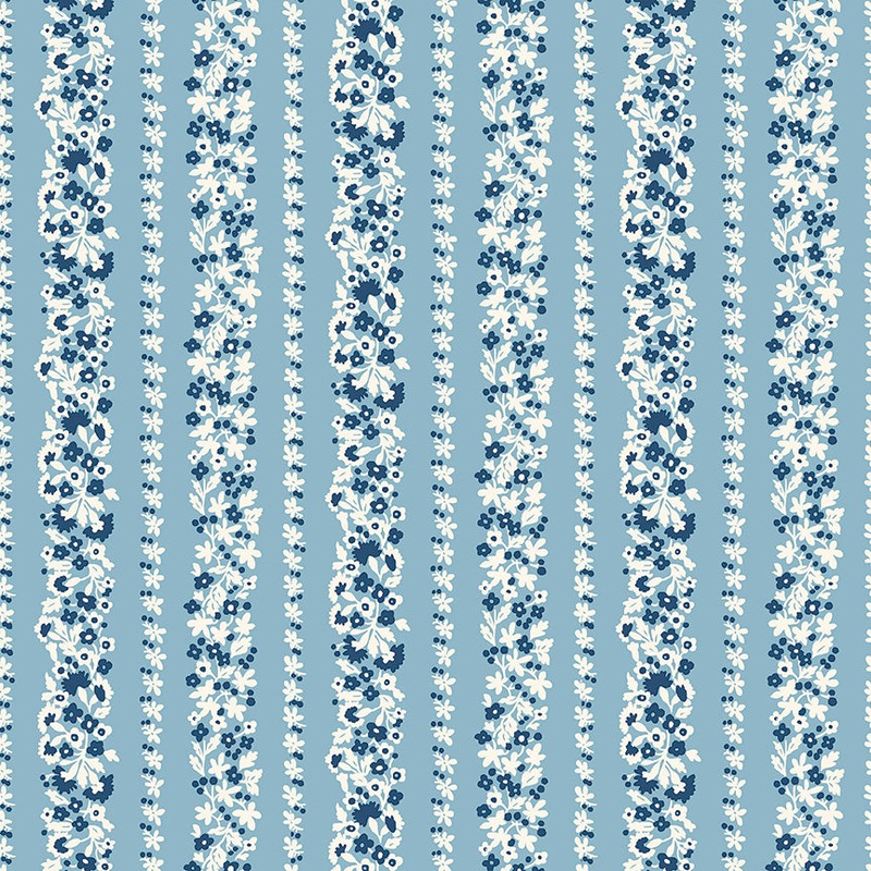 Liberty Denim Floral Topiary Stripe A