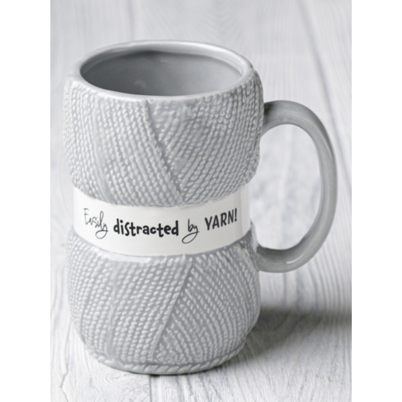 Grey Yarn Mug - Easily Distracted by Yarn