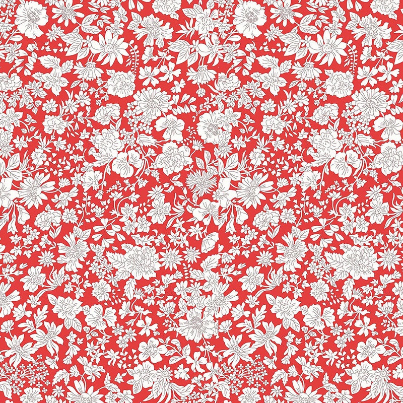 Liberty wide width backing fabric-per half yard- Emily Blossom Crimson