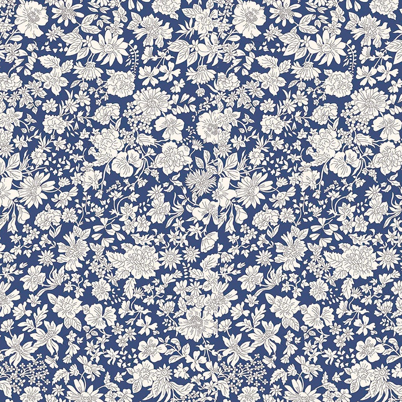 Liberty wide width backing fabric-per half yard- Emily Blossom Sapphire