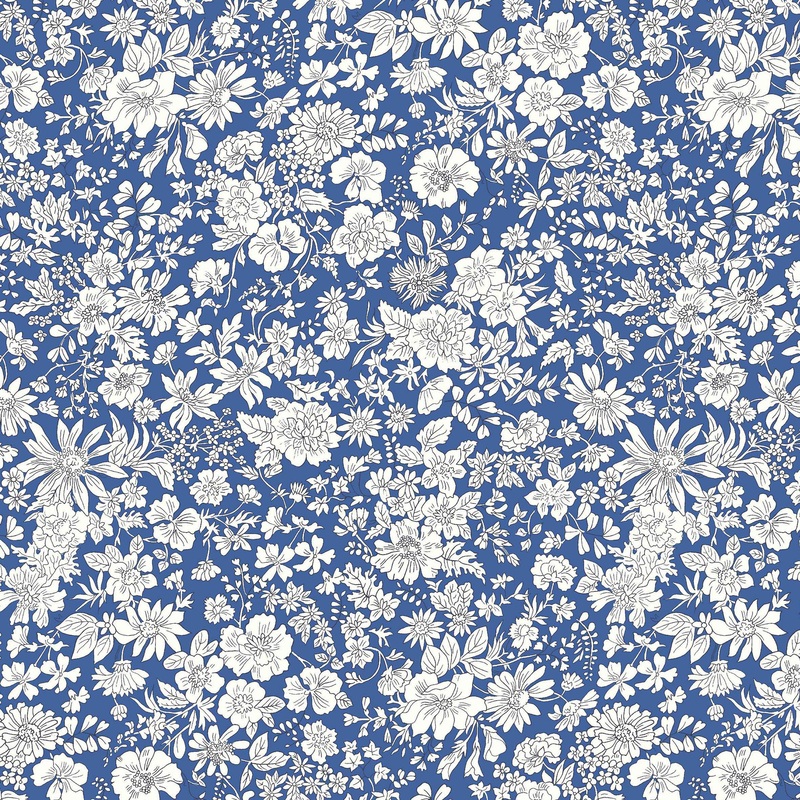 Emily Belle Cobalt-Fat Quarter 18"x22" & Half Yard 18"x44" & Full yard 36"x44"