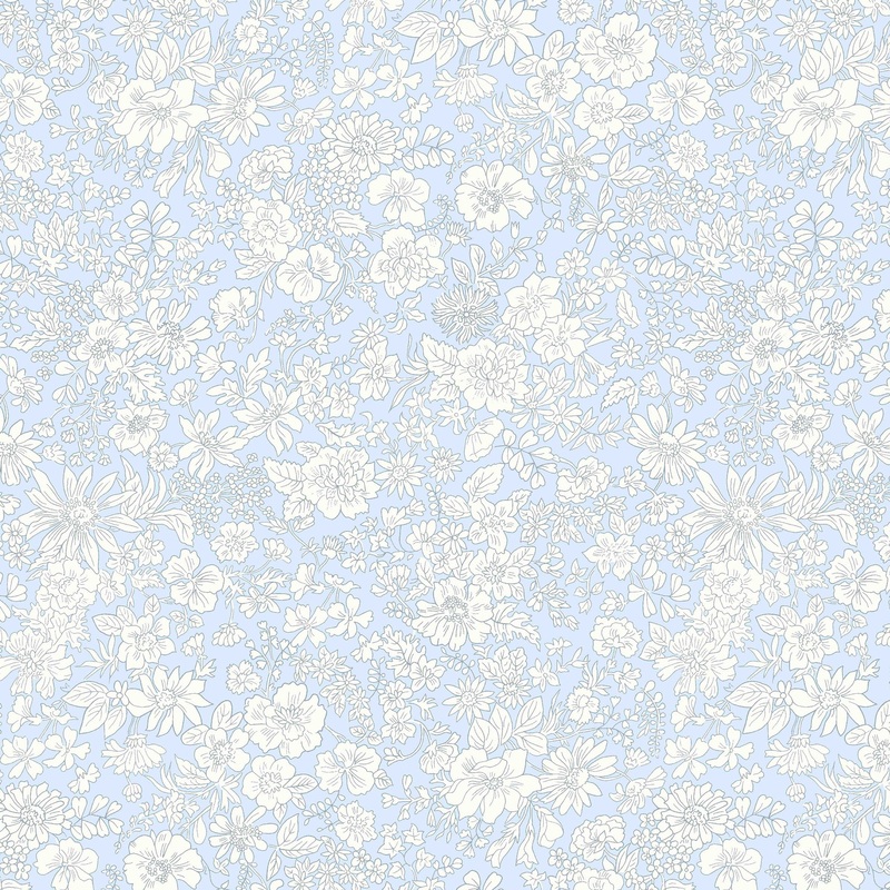Emily Belle Pale Sky-Fat Quarter 18"x22" & Half Yard 18"x44" & Full yard 36"x44"