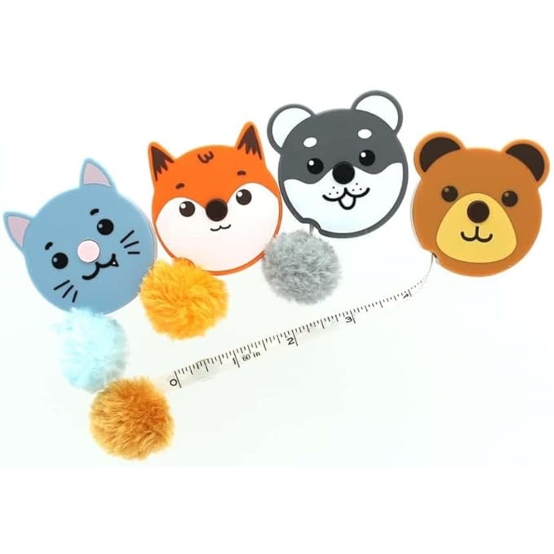 Fluffy Animal Tape Measure with Pom Pom Tail