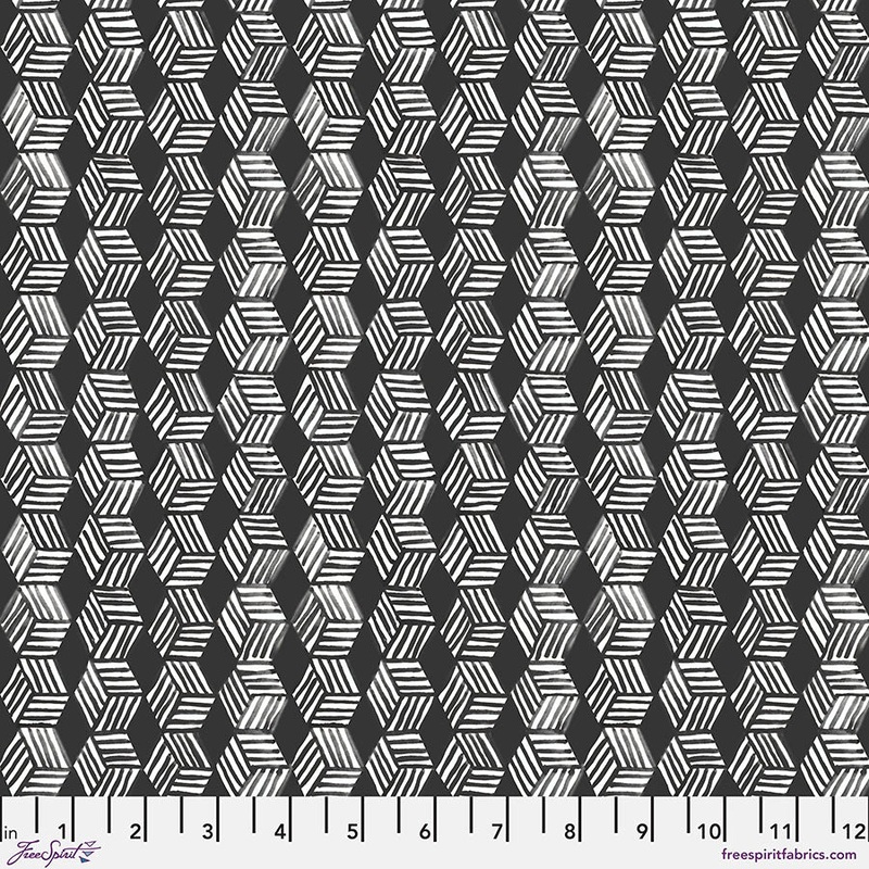 Sarah Campbell Cubist Black-Fat Quarter 18"x22" & Half Yard 18"x44" & Full yard 36"x44"