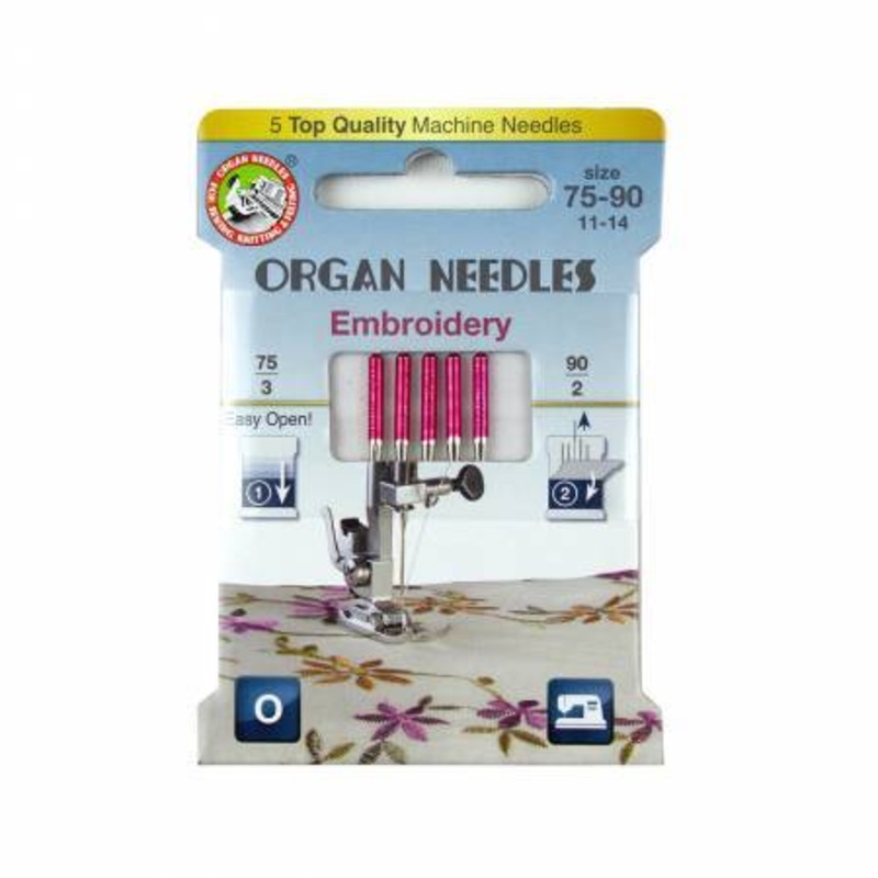 Organ Needles Embroidery Assortment (3ea 75, 2ea 90) Eco Pack (3000122)