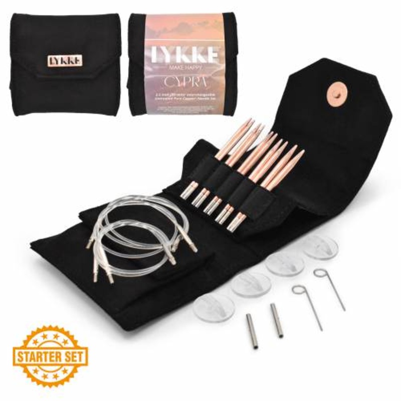 Lykke 3.5 IC Knitting Needle Starter Set - Black Vegan Suede - CYPRA