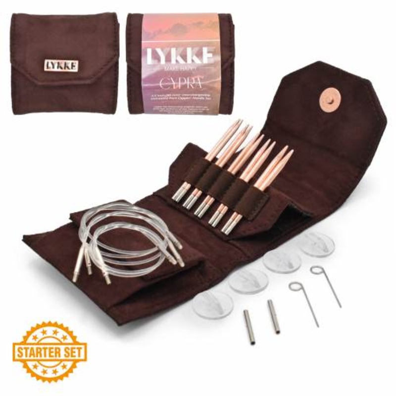 Lykke 3.5 IC Knitting Needle Starter Set - Brown Vegan Suede - CYPRA