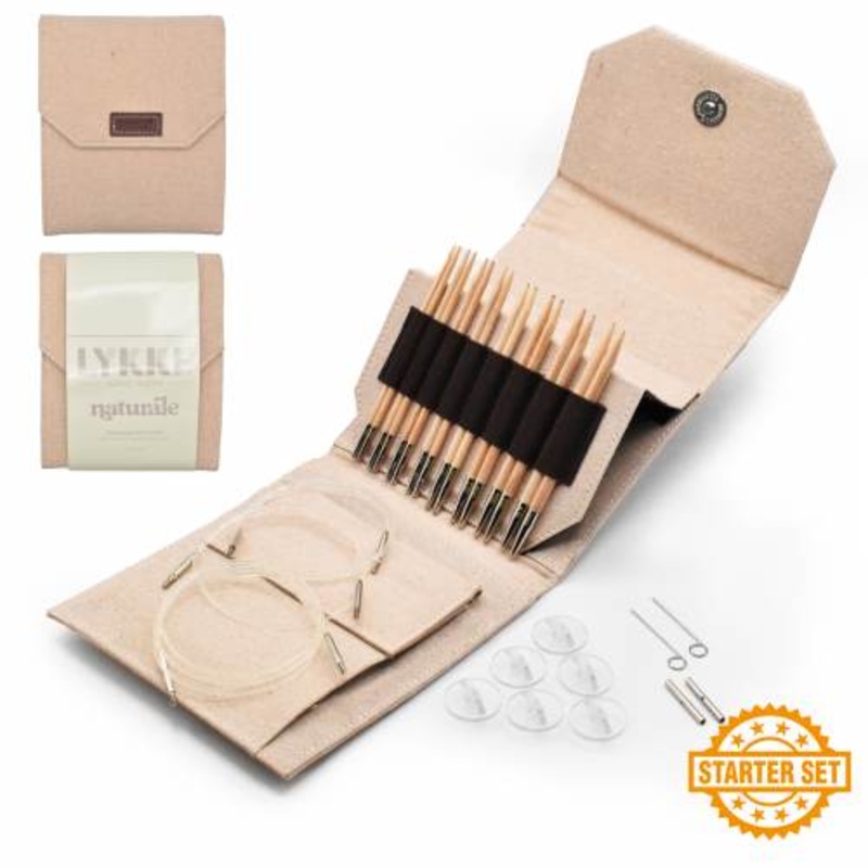 Lykke 5 IC Birchwood Knitting Needle Starter Set - NATURALE