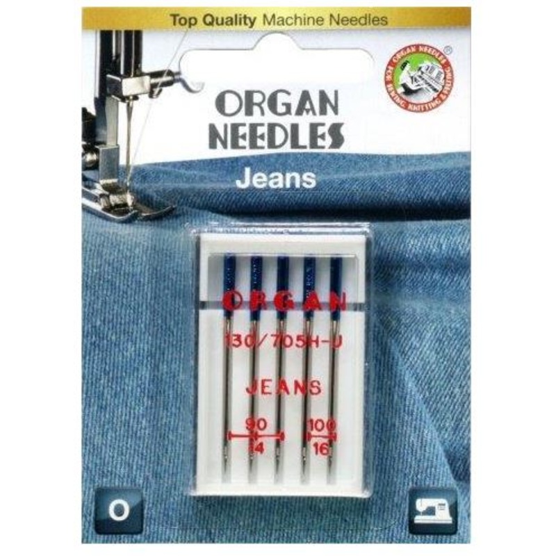 Organ Needles Jeans Assortment (3ea 90, 2ea 100) Blister Pack (5524500BL)