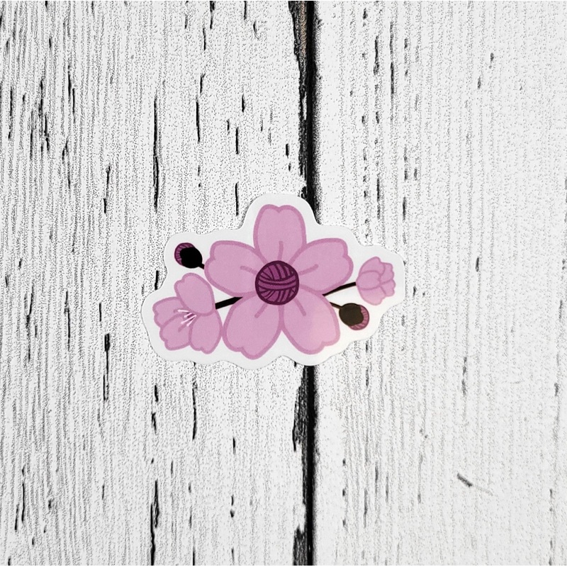 Cherry Blossom Yarn Clear Vinyl Sticker