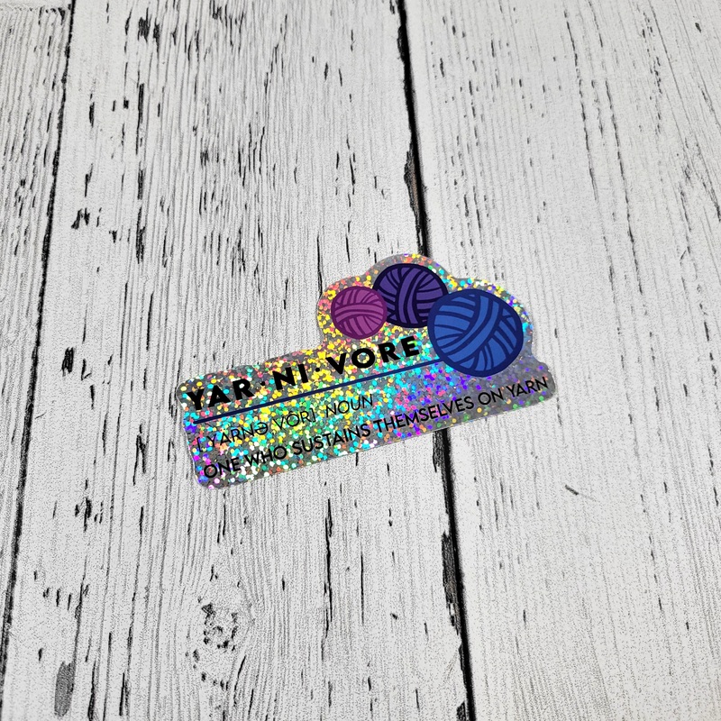 Yarnivore Glitter Vinyl Sticker