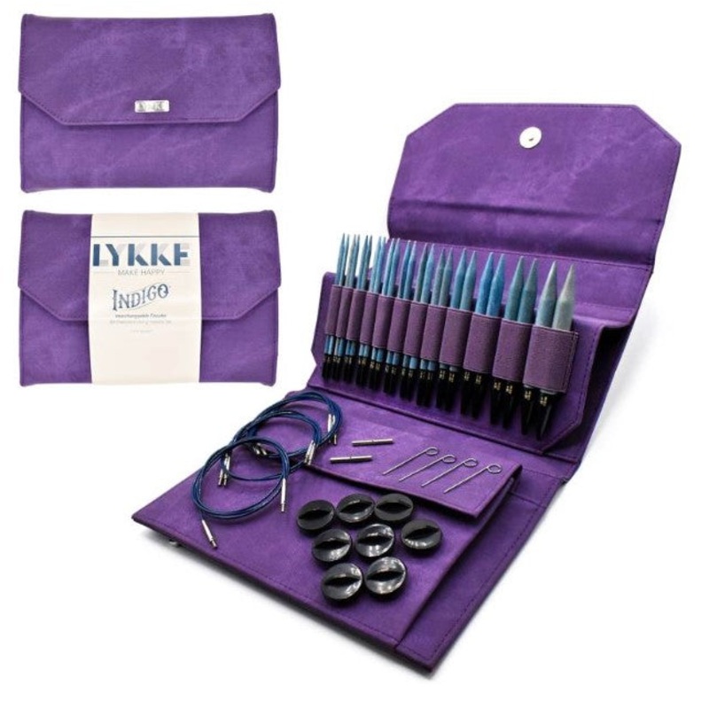 Lykke 5 IC Birchwood Knitting Needle Set - INDIGO / Violet Case