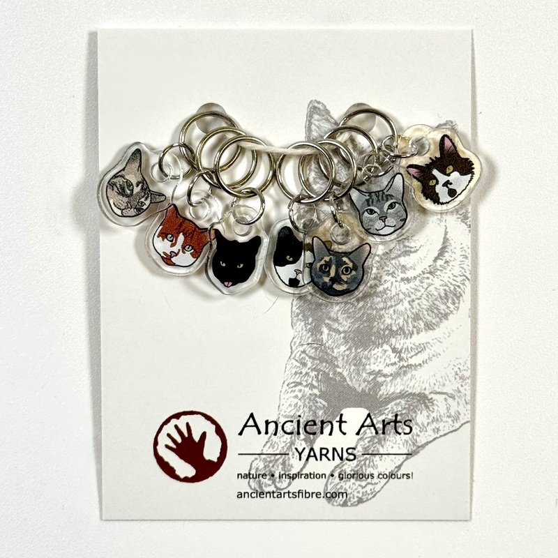 The Studio Cats of Ancient Arts Stitch Marker Set 7pc