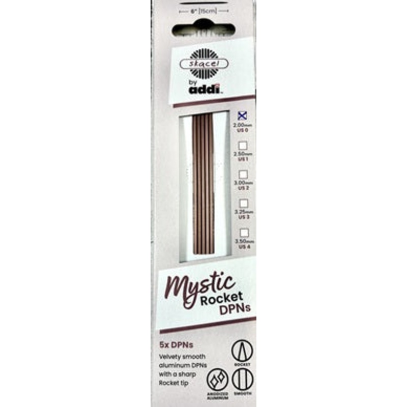 Addi Mystic Rocket DPN's 6-2.0 mm  US 0 & 2.50 mm / US 01 & 3.00 mm / US 02 & 3.25 mm / US 03