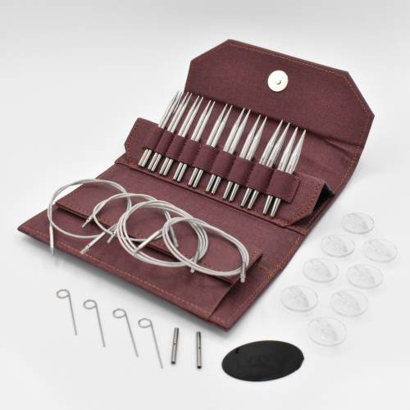 Lykke 3.5 IC Grade 316 Surgical Stainless Steel Knitting Needle Set in Maroon Canvas Case - FLIGHT