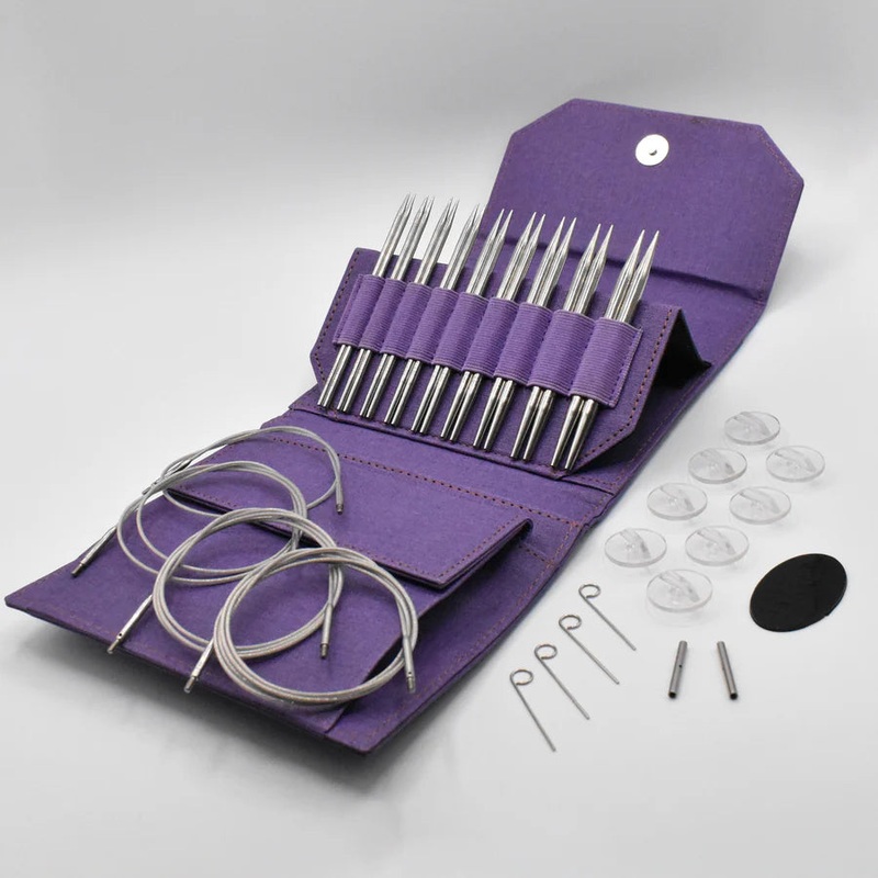 Lykke 5 IC Grade 316 Surgical Stainless Steel Knitting Needle Set in Purple Canvas Case - FLIGHT