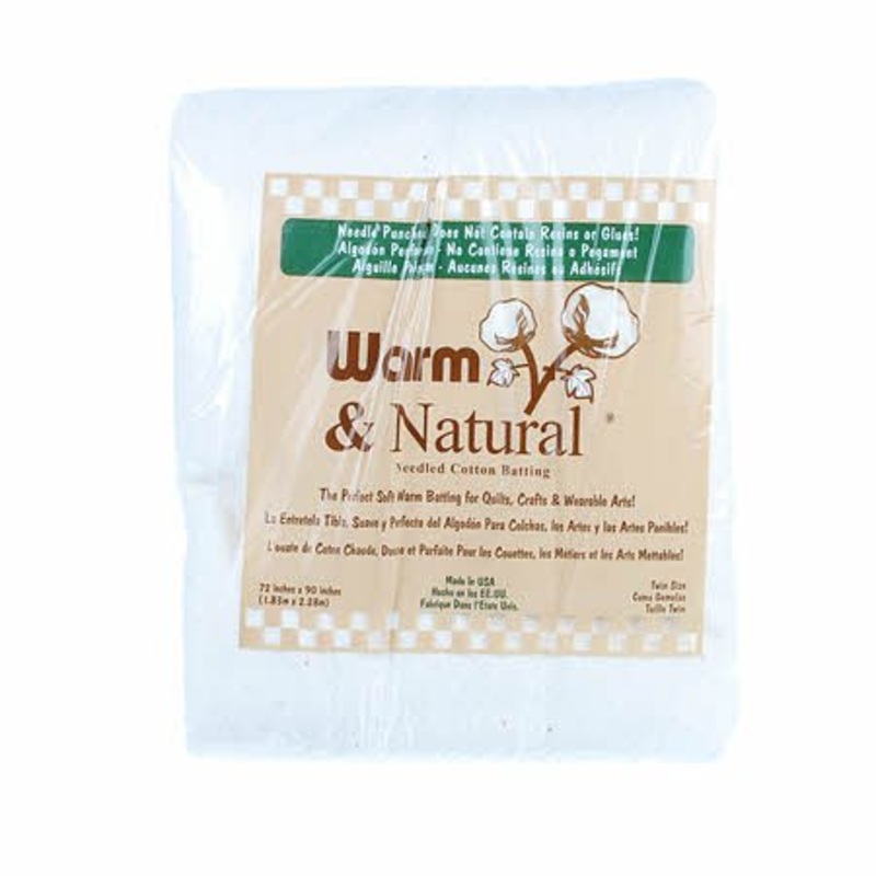 Warm & Natural Twin Size Cotton Batting 72 x 90 Bagged (W2391WN)