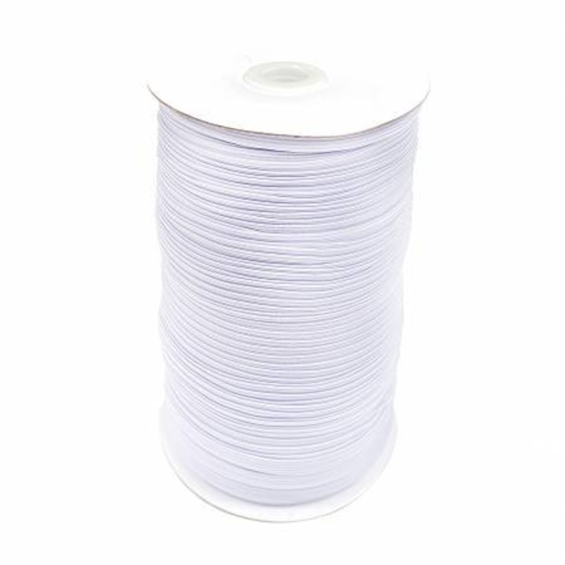 White Flat Elastic 1/4- SOLD BY THE METRE (TGQ041)