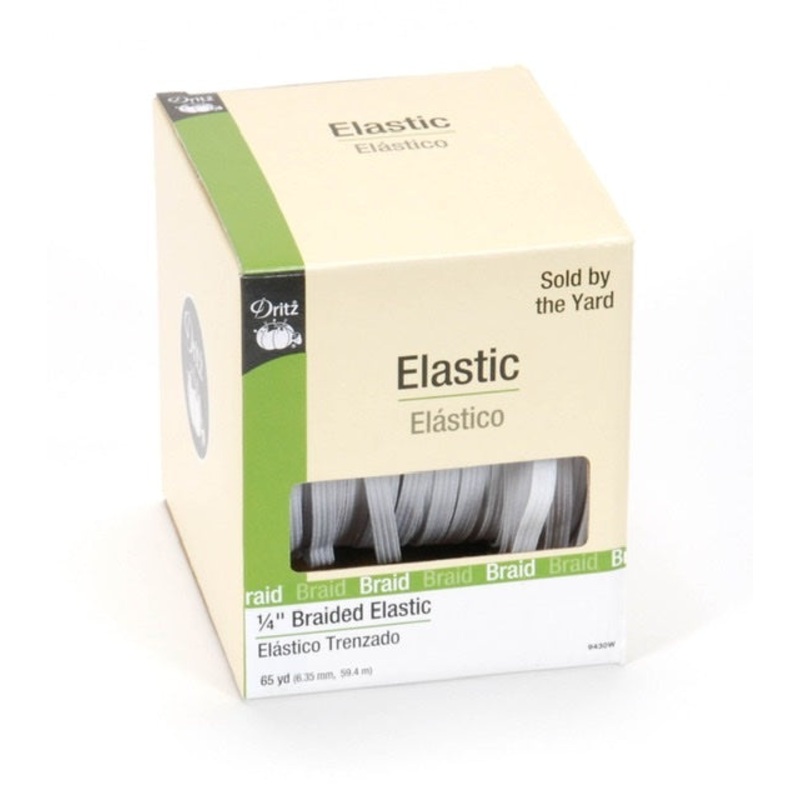 1/4 Braided Elastic White .81/yd