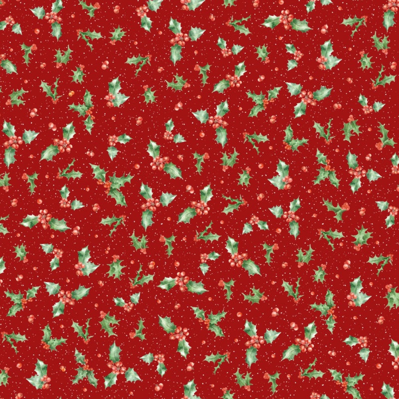 One Snowy Day HOLLY- DARK RED - (1/2 yd.)