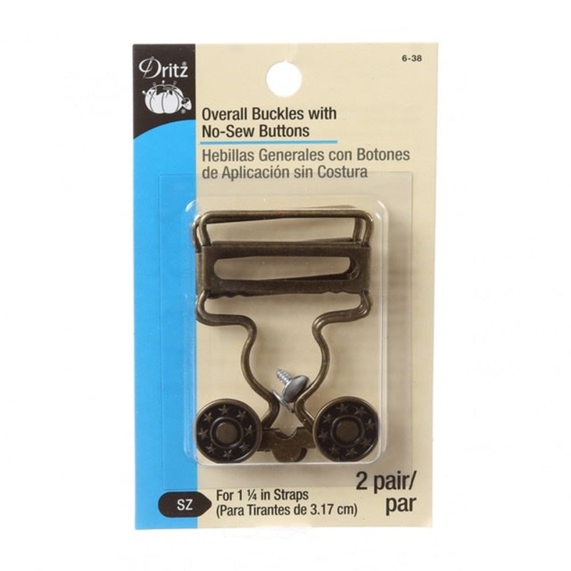 Overall Buckles With No Sew Buttons 1-1/4in Antique Brass