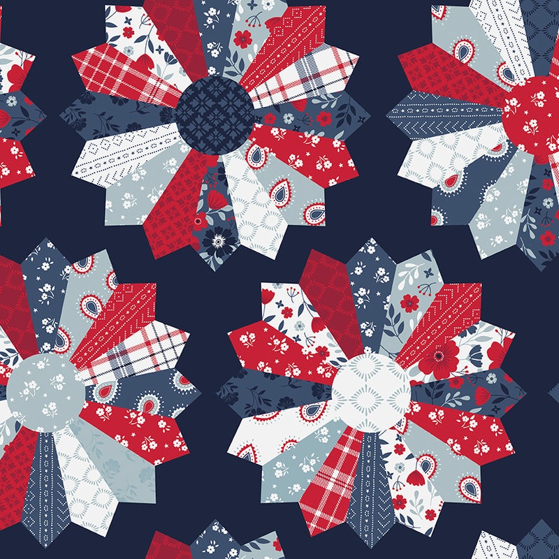 American Beauty: DRESDEN NAVY Fabric C14449-NAVY (1/2 yd.)