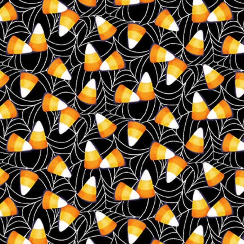 Boo Whoo: TOSSED CANDY on WEB Fabric: Q-1248G-93  (1/2 yd.)
