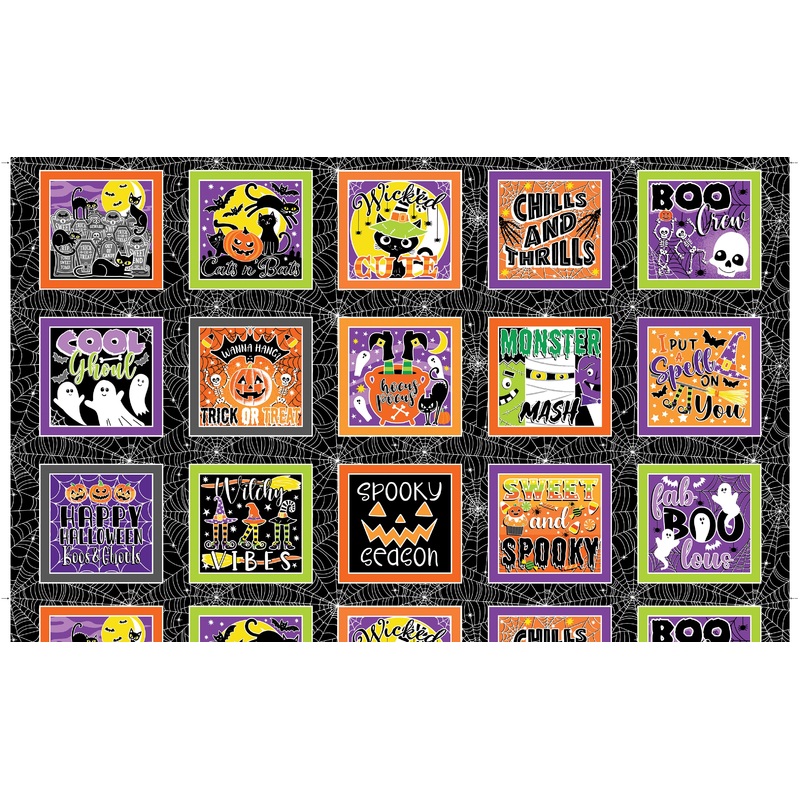 Chills & Thrills: BOXES BLACKS Fabric 14607G12B (1/2 yd.)