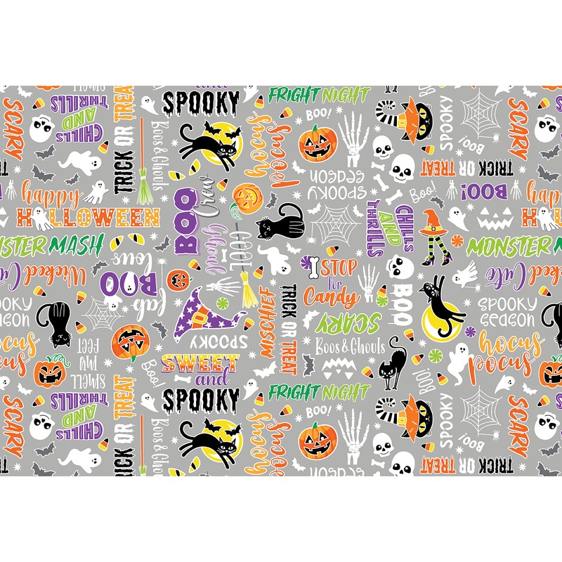 Chills & Thrills: MONSTER MASH GRAY Fabric 14606G08B (1/2 yd.)