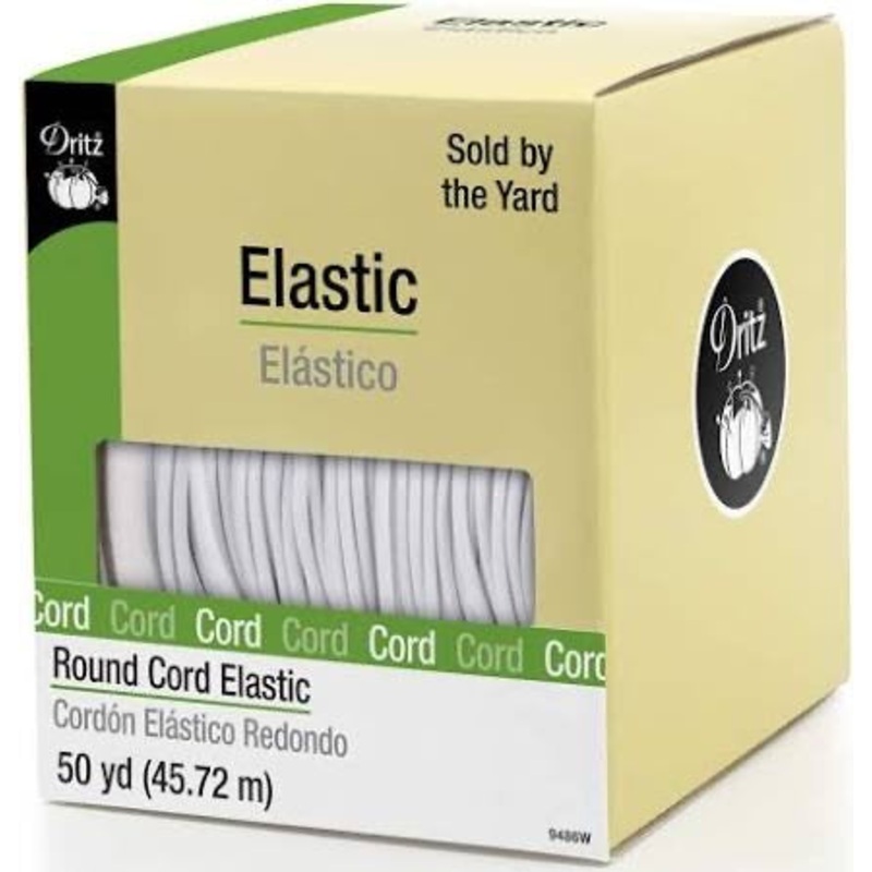 Elastc Round Cord White $1.09/yd