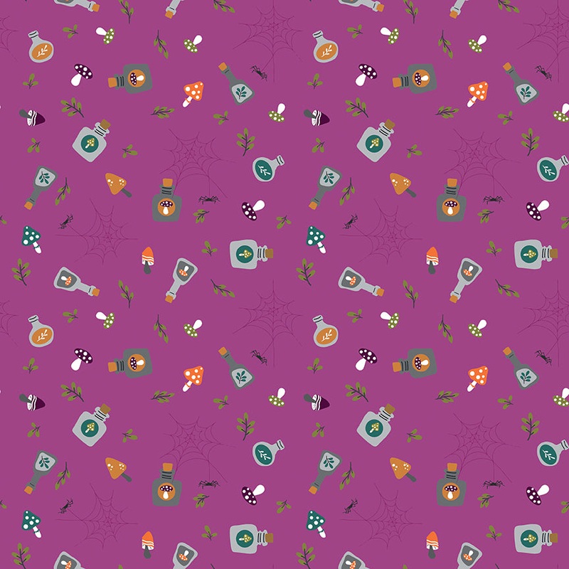 Little Witch: POTIONS Fabric C14562-MAGENTA (1/2 yd.)