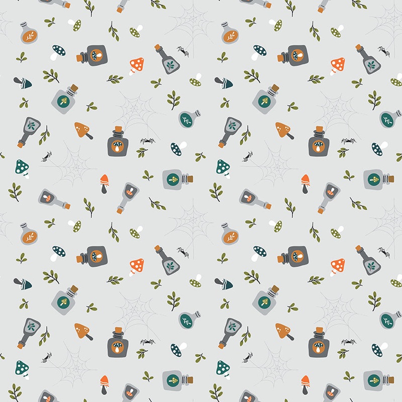 Little Witch: POTIONS Fabric C14562-SMOKE (1/2 yd.)