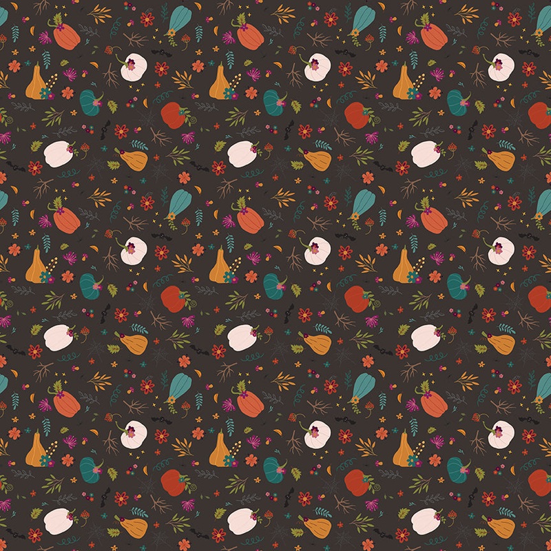 Little Witch: PUMPKIN PATCH Fabric C14563-ESPRESSO (1/2 yd.)